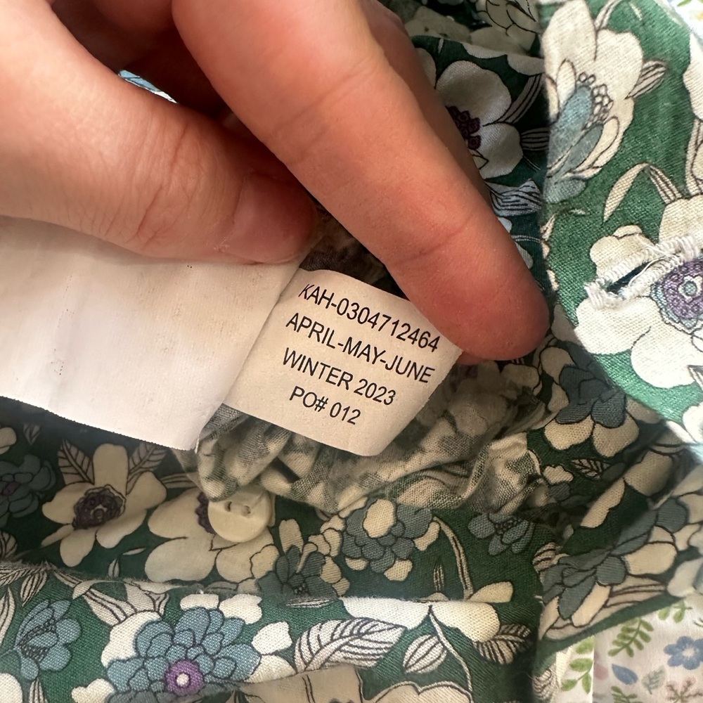 Smocked Floral Kids Romper in Green and White - Picture 9 of 9